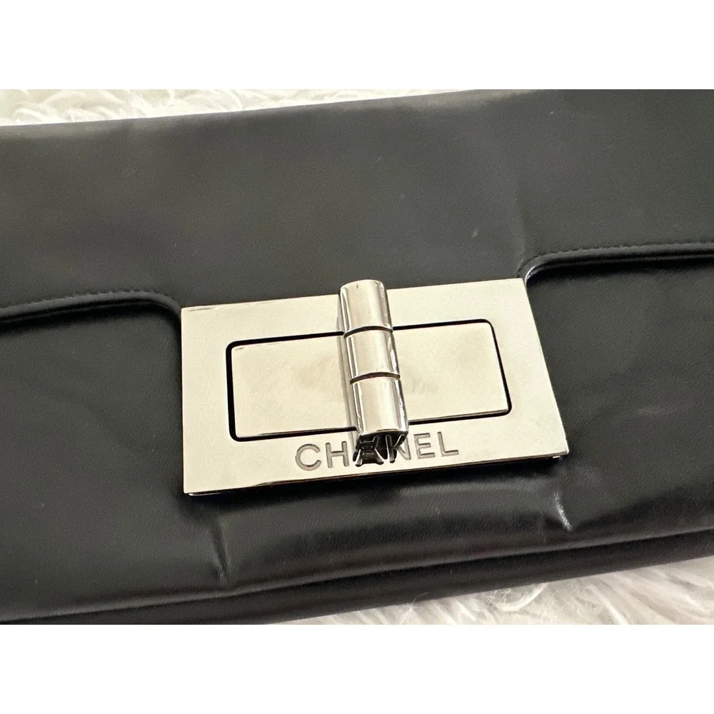 CHANEL Giant Reissue Mademoiselle Lock Flap Lambskin Leather Clutch Bag Handbag